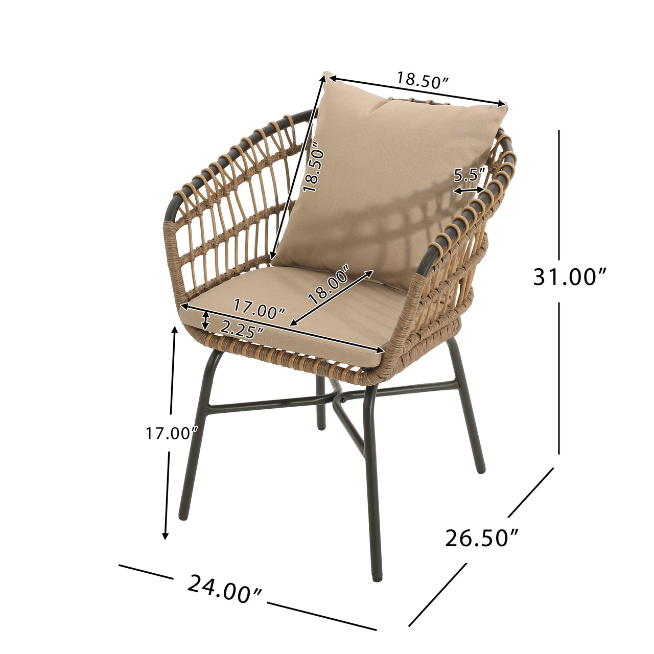 XEVRON 24" Outdoor Chair Set Of 2