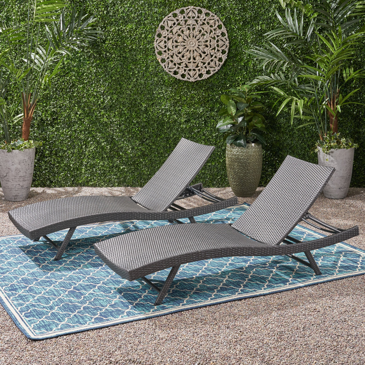 VYLENTX 79" Wicker Chaise Set of 2 Pcs