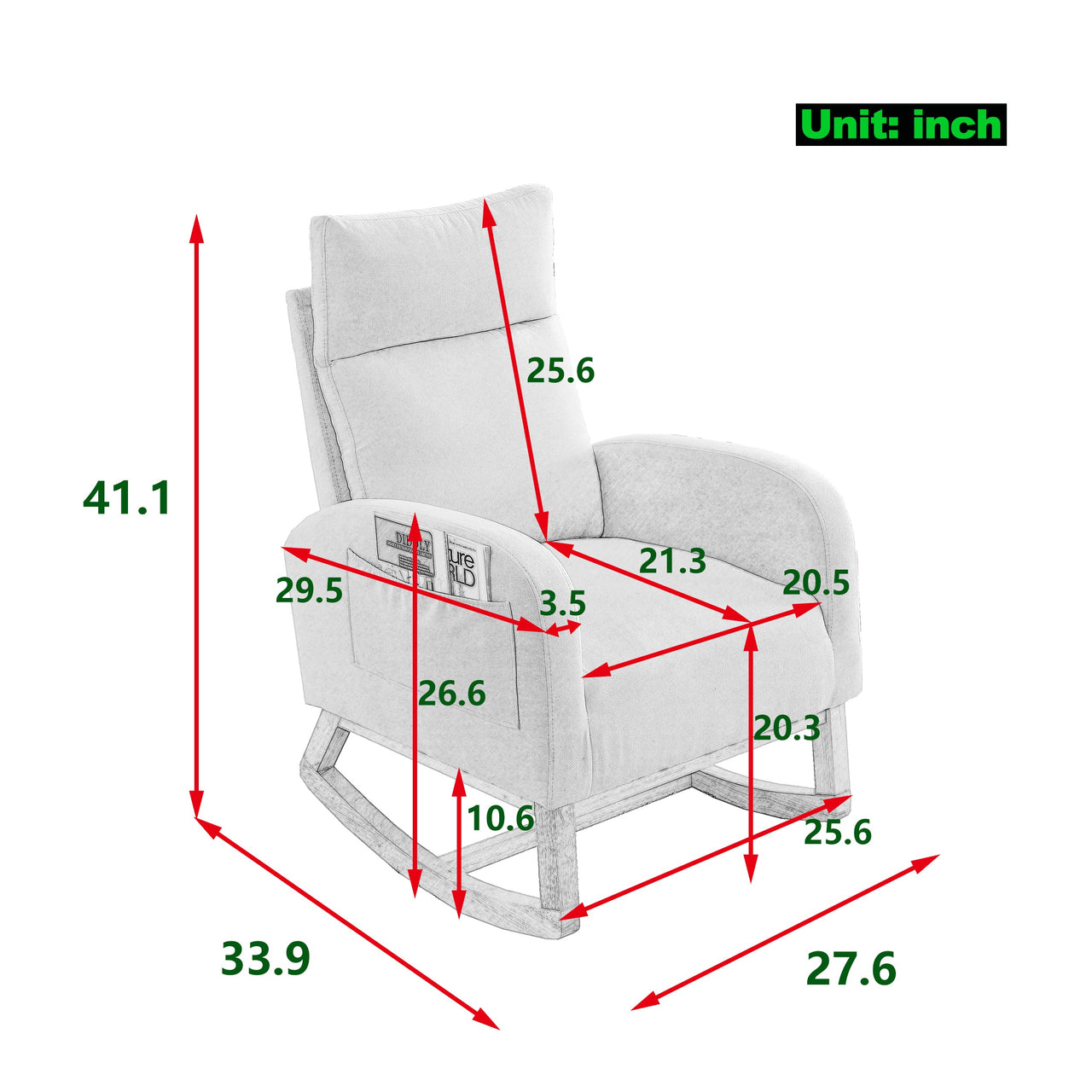 ALPINE 27.6" Modern Rocking Chair