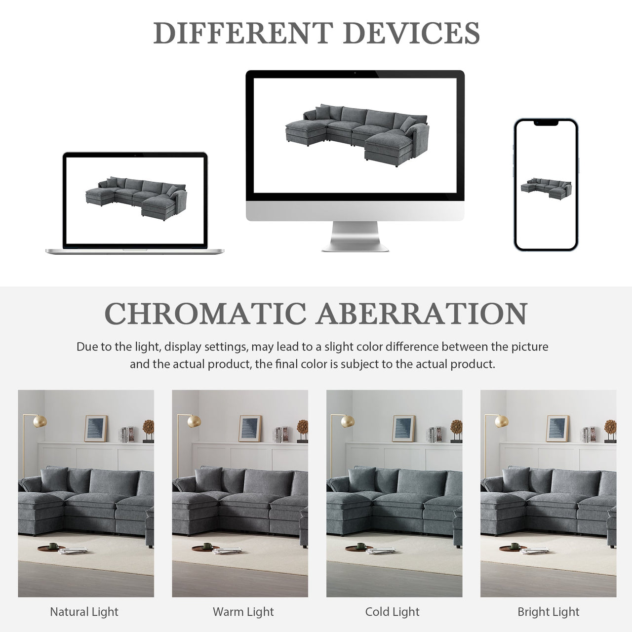 ZENOVAR 136" 6-Seat Sectional Sofa