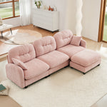 Nuvia Sofa Ama Modular Sectional L Shaped Couch With Ottoman, Premium Chenille Fabric,Tufted Cushion Backrest Design,Ergonomic Design  Easy Install,Fits Bedrooms,Living Rooms Reading Nooks,Pink