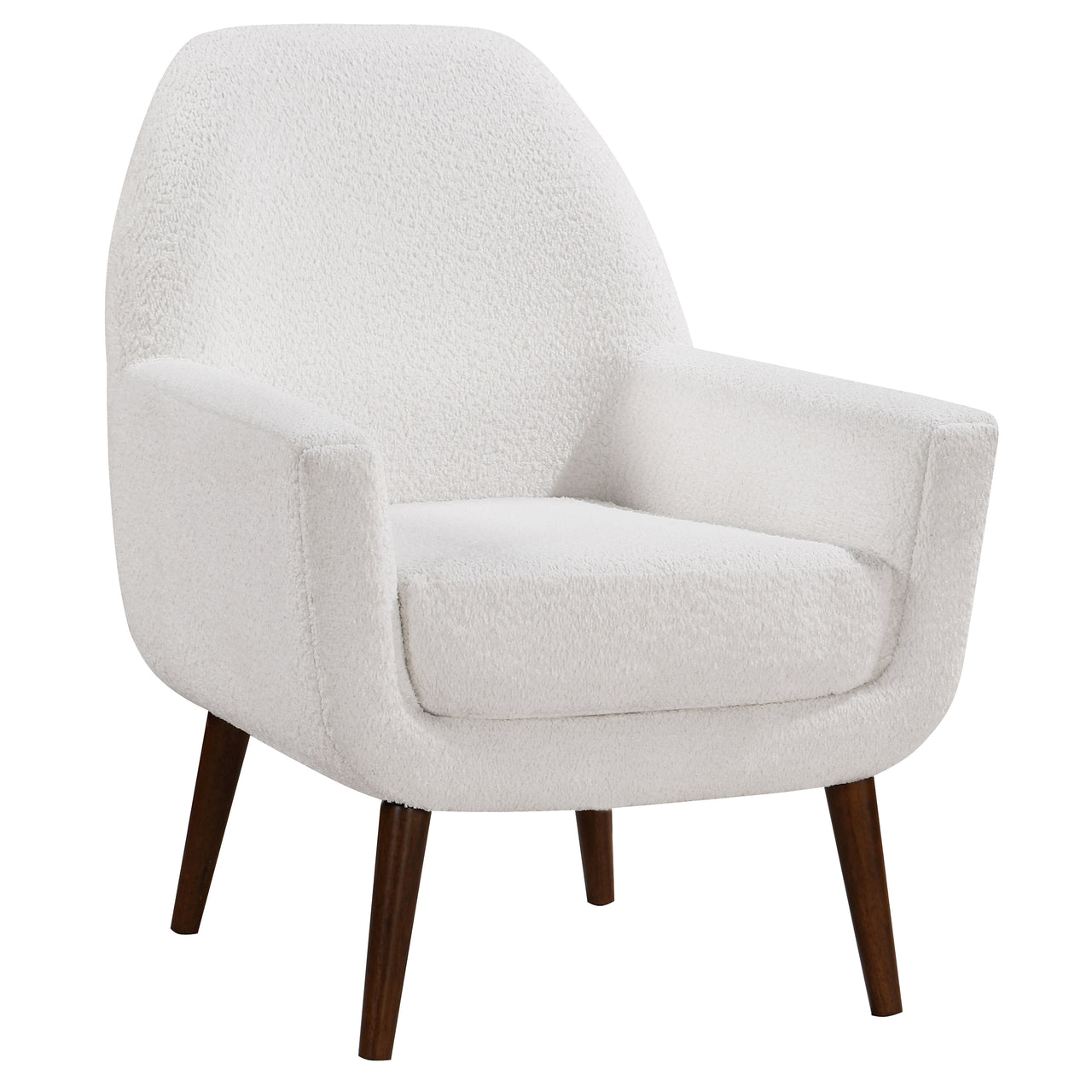 Prince Mid-Century Boucle Arm Chair - Boucle White