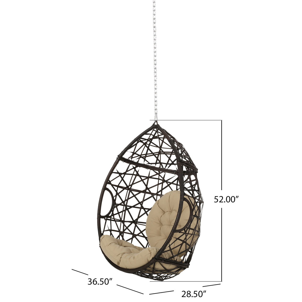 BRYVEXO 37" Hanging Chair With 8FT Chain