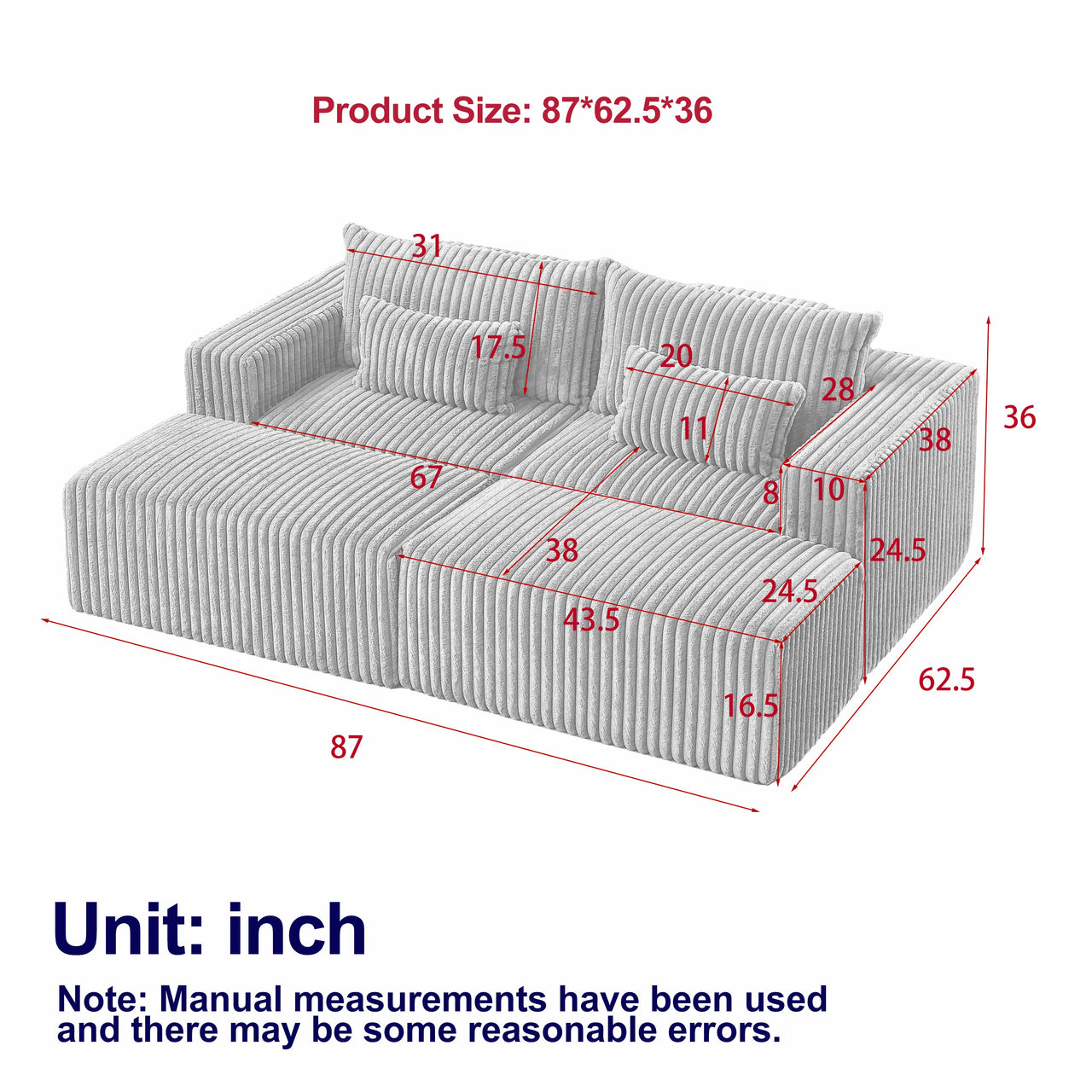 OPHELIA 87" Oversized Loveseat