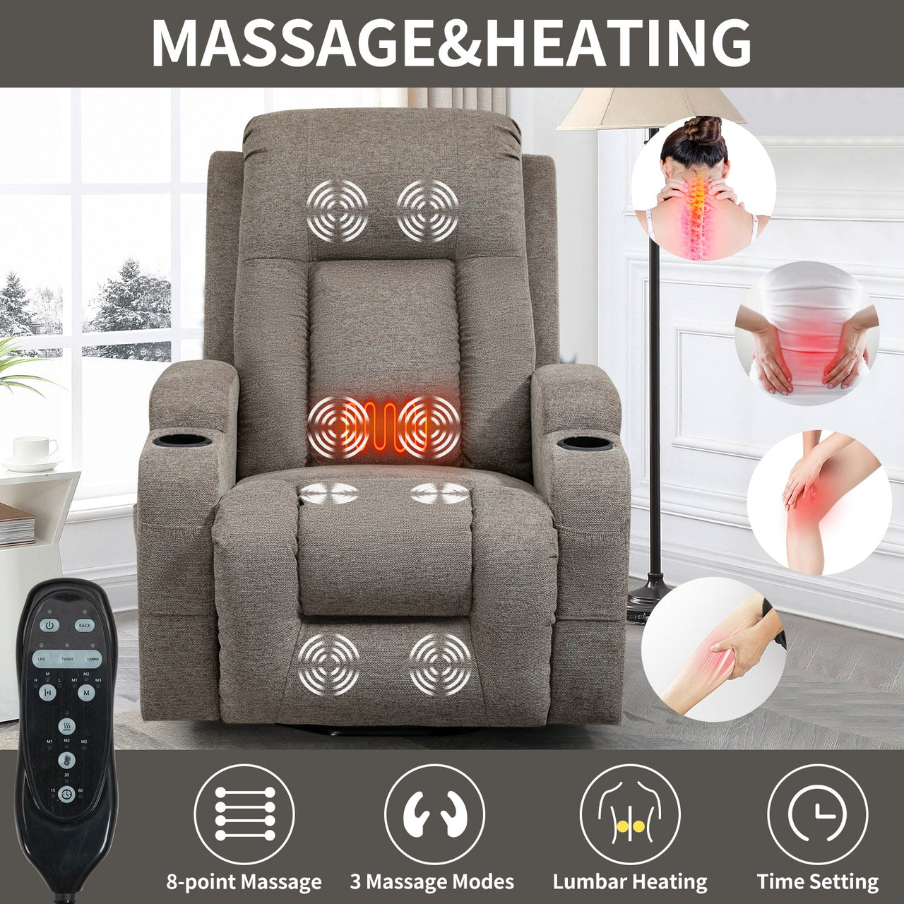 COZYLift 40" Recliner with Heat Massage - 0988