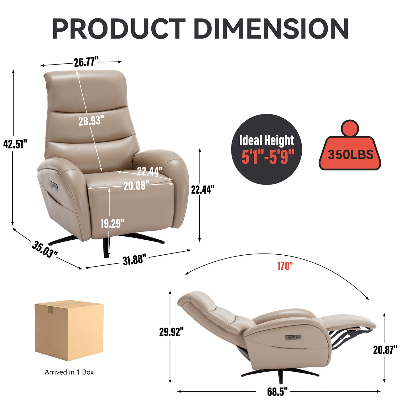 QORVANIX 32" Swivel Recliner Chair