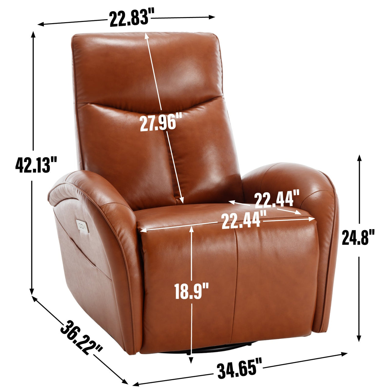 JORVEXIS 37" Swivel Rocking Recliner Chair