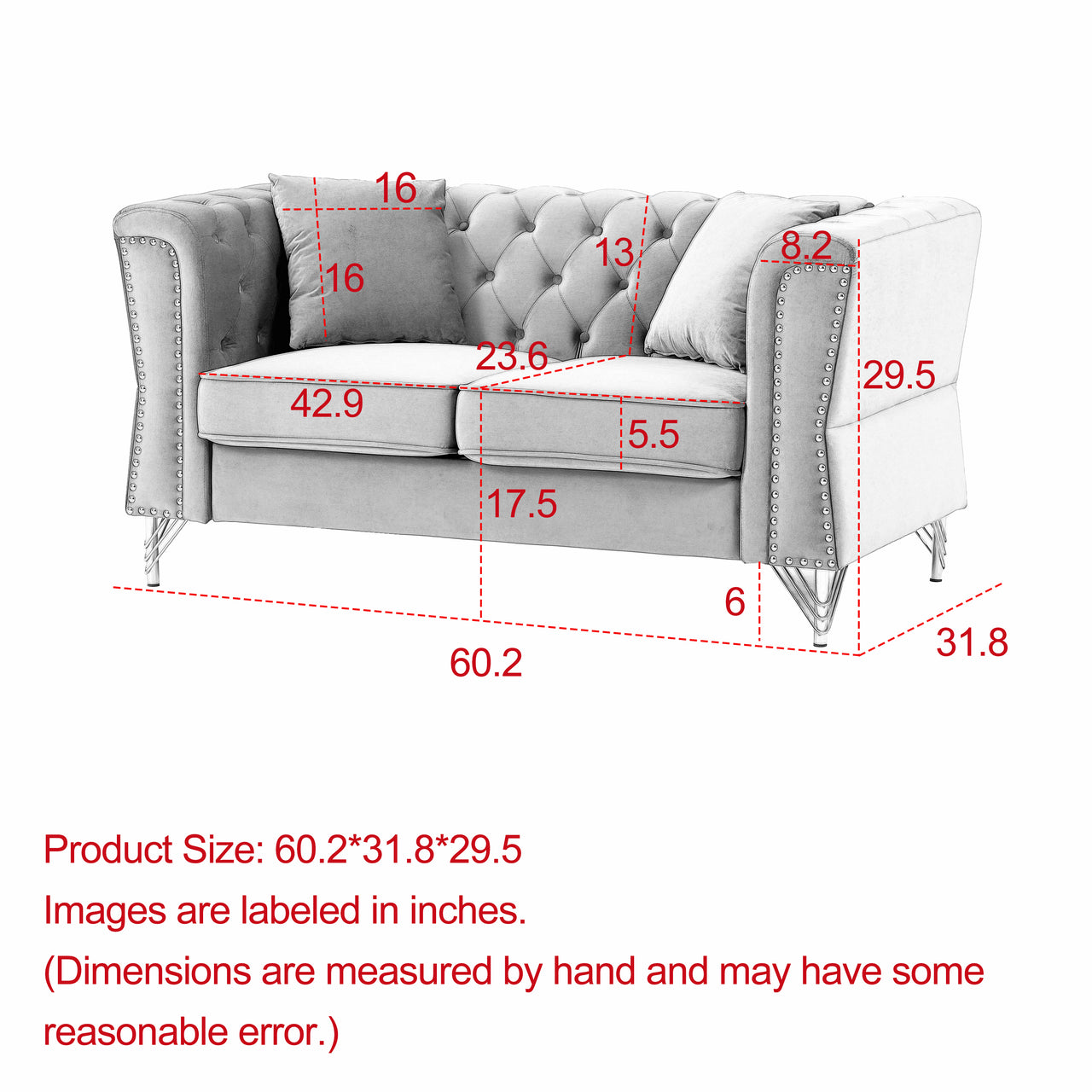 DAPHNE 60" Chesterfield Loveseat