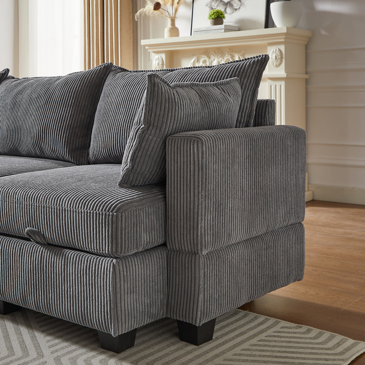 HARLOW 114" Corduroy Sofa w/ Storage