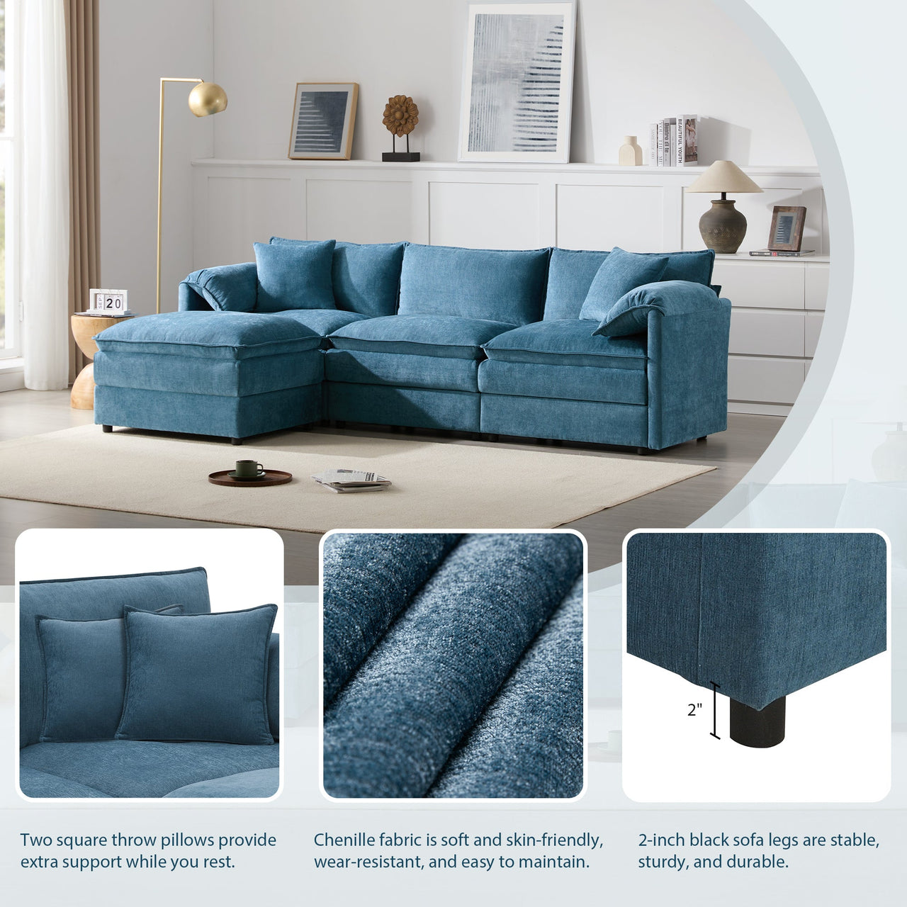 ZENOVAR 103" 4-Seat Sectional Sofa