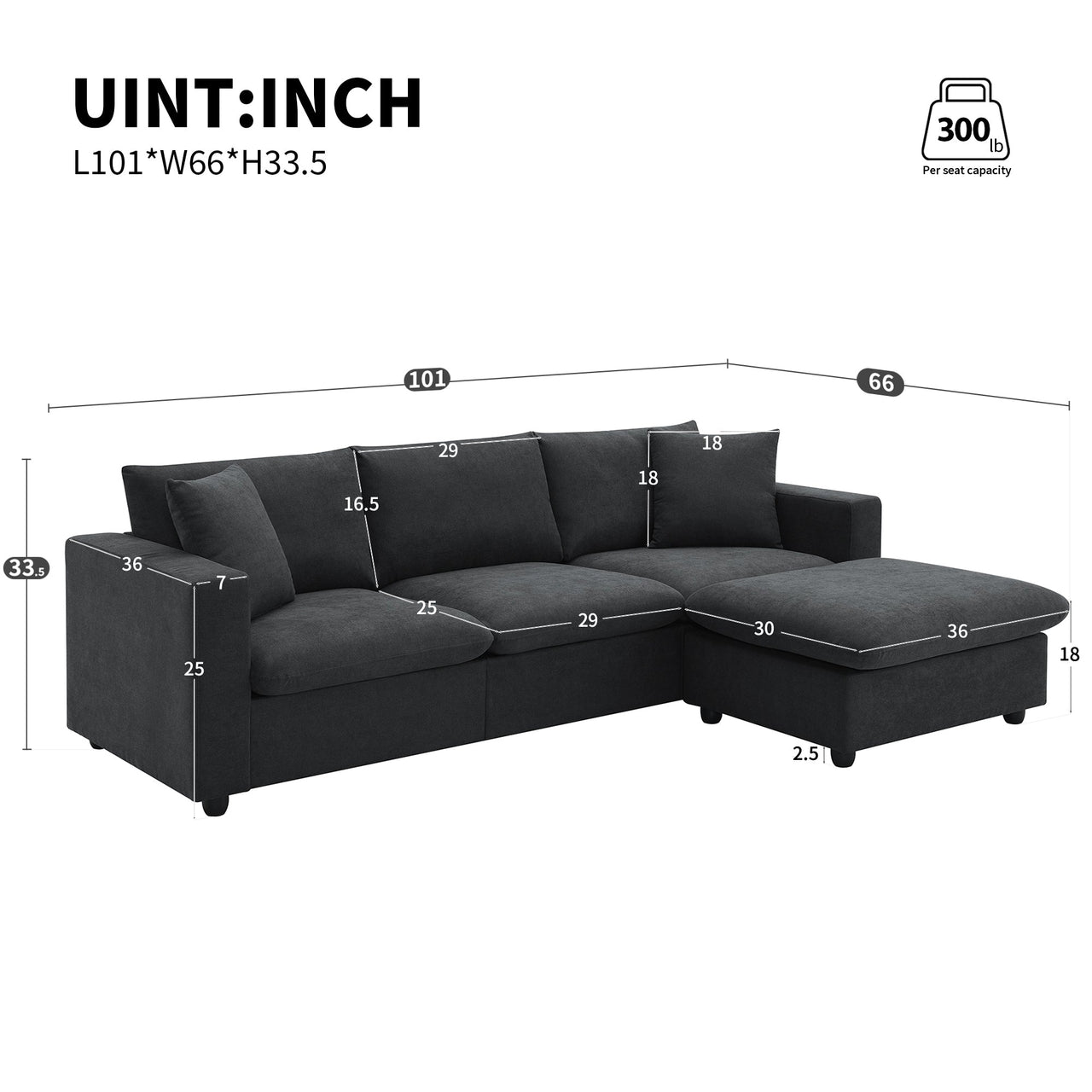 QUARIX 100" Sectional Sofa