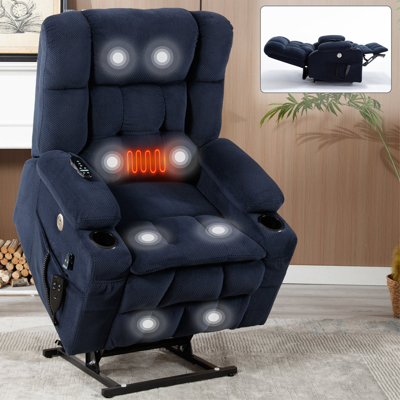 COZYLift 37" Recliner with Heat Massage - 8013