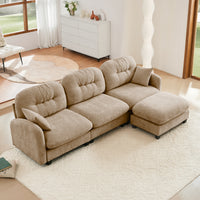 Thumbnail for Nuvia Sofa Ama Modular Sectional L Shaped Couch With Ottoman, Premium Chenille Fabric,Tufted Cushion Backrest Design,Ergonomic Design  Easy Install,Fits Bedrooms, Living Rooms Reading Nooks,Camel