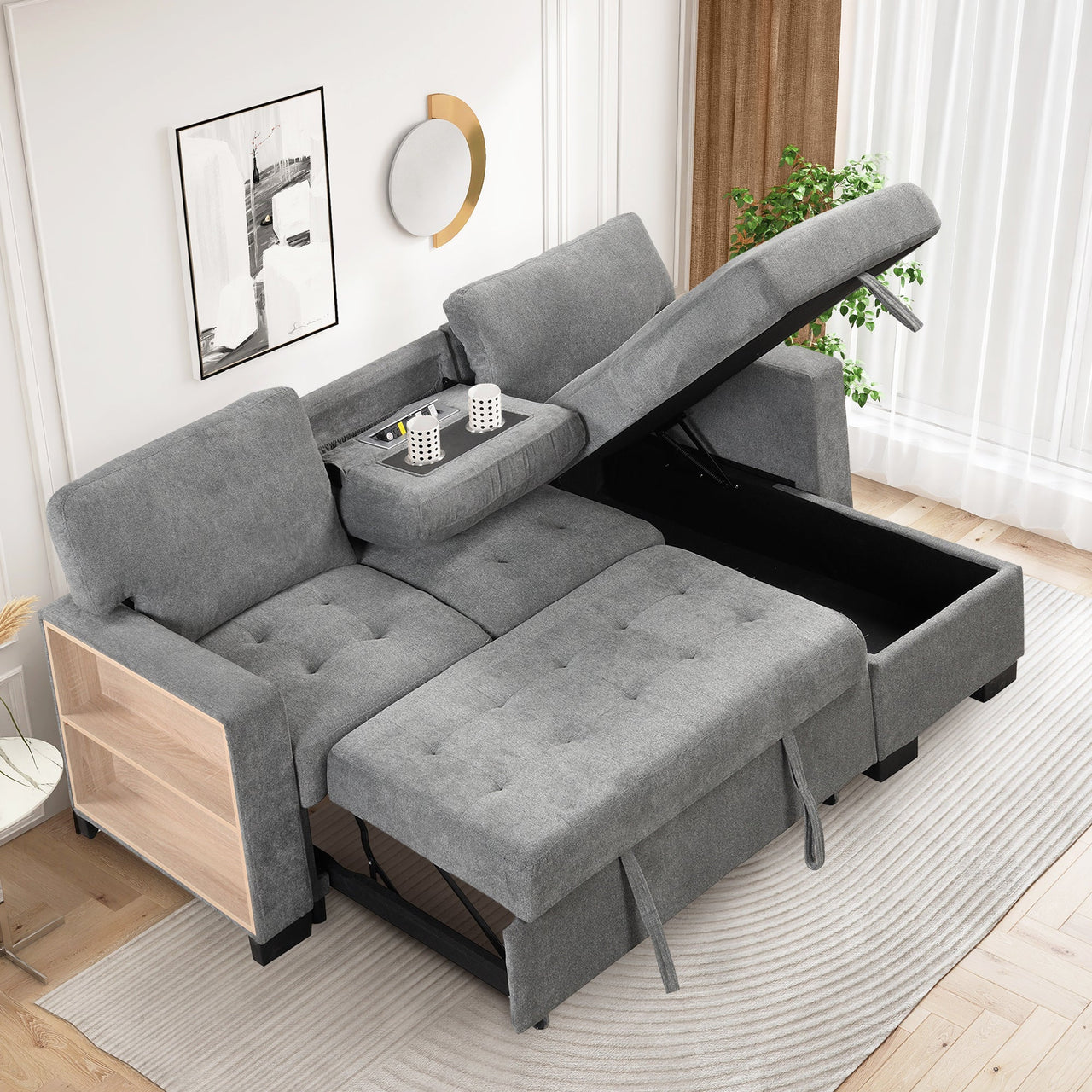 JOVIRAN 85" Sectional Sofa