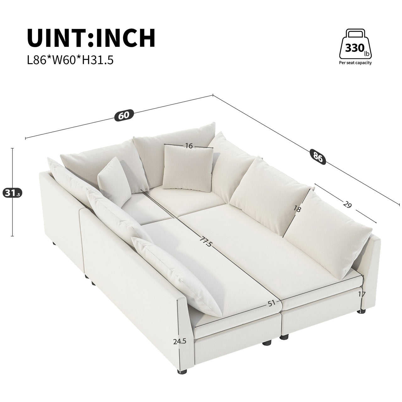 XORVAN 86" Sectional Sofa