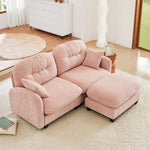 Nuvia Sofa Ama Cloud Sectional L-Shaped Couch With Ottoman,Soft Chenille Fabric,Tufted Cushion Backrest Design High-Density Foam,Fits Bedrooms Living Rooms Reading Nooks,Pink