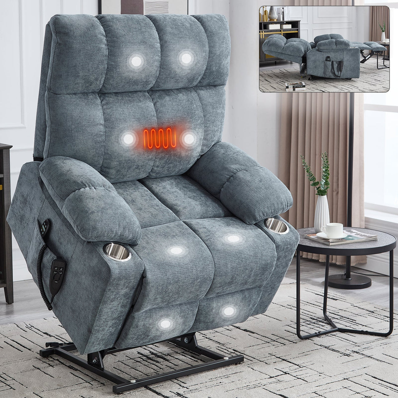 COZYLift 40" Recliner with Heat Massage - 8006