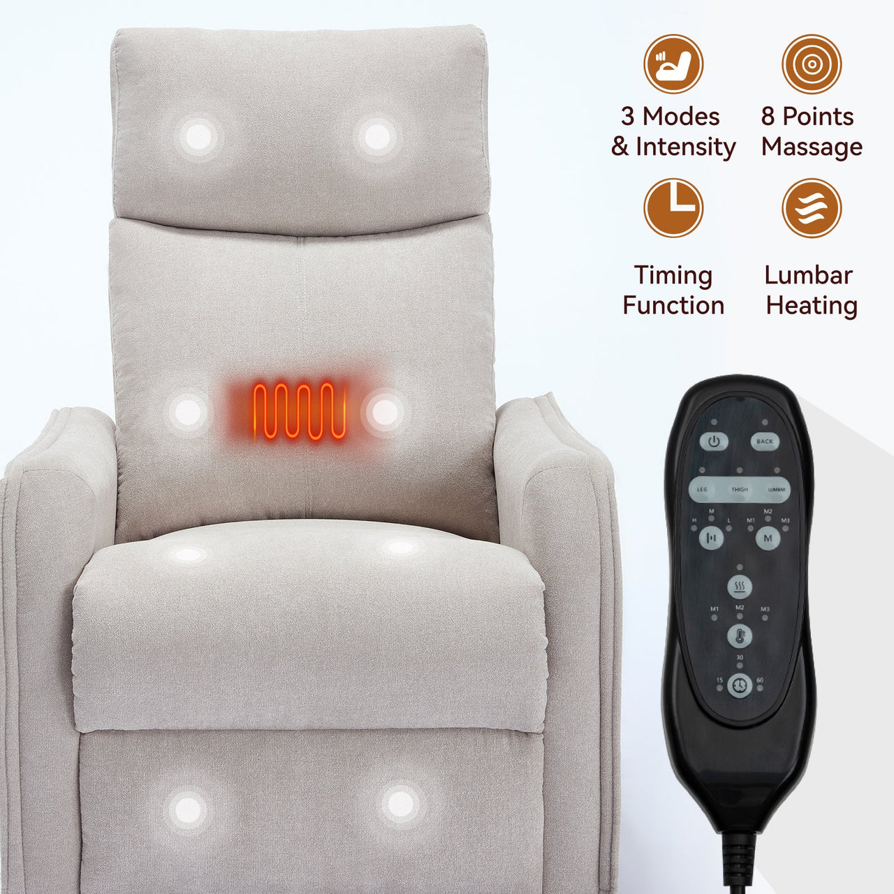 DRENVORIX 27" Recliner with Heat Massage