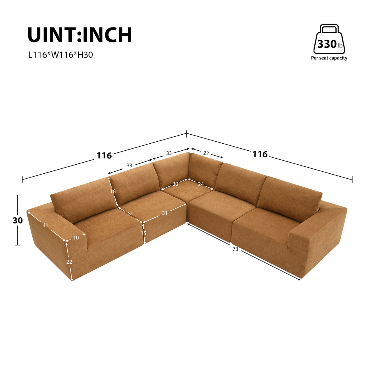 ICARUS 116" 5-seaters Modular Sofa