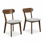 Solid Wood Dining Chairs Set of 2,Mid Century Modern Dining Chairs with Upholstered,Kitchen Chair with Curved Backrest & Adjustable Foot Pads for Dining Room,Kitchen,Living Room(Walnut, Gray Cushion)