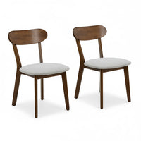 Thumbnail for Solid Wood Dining Chairs Set of 2,Mid Century Modern Dining Chairs with Upholstered,Kitchen Chair with Curved Backrest & Adjustable Foot Pads for Dining Room,Kitchen,Living Room(Walnut, Gray Cushion)