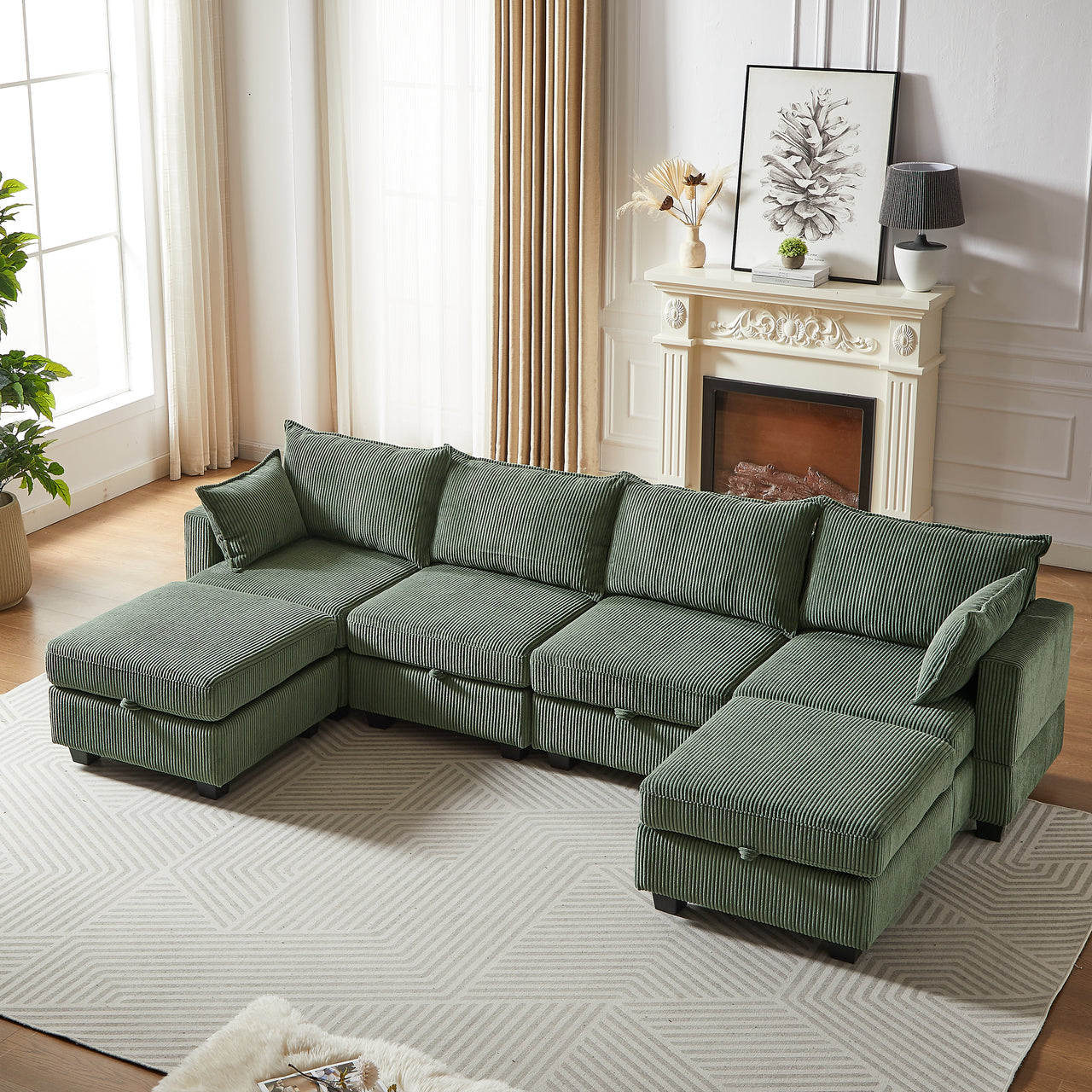 HARLOW 114" Corduroy Sofa w/ Storage