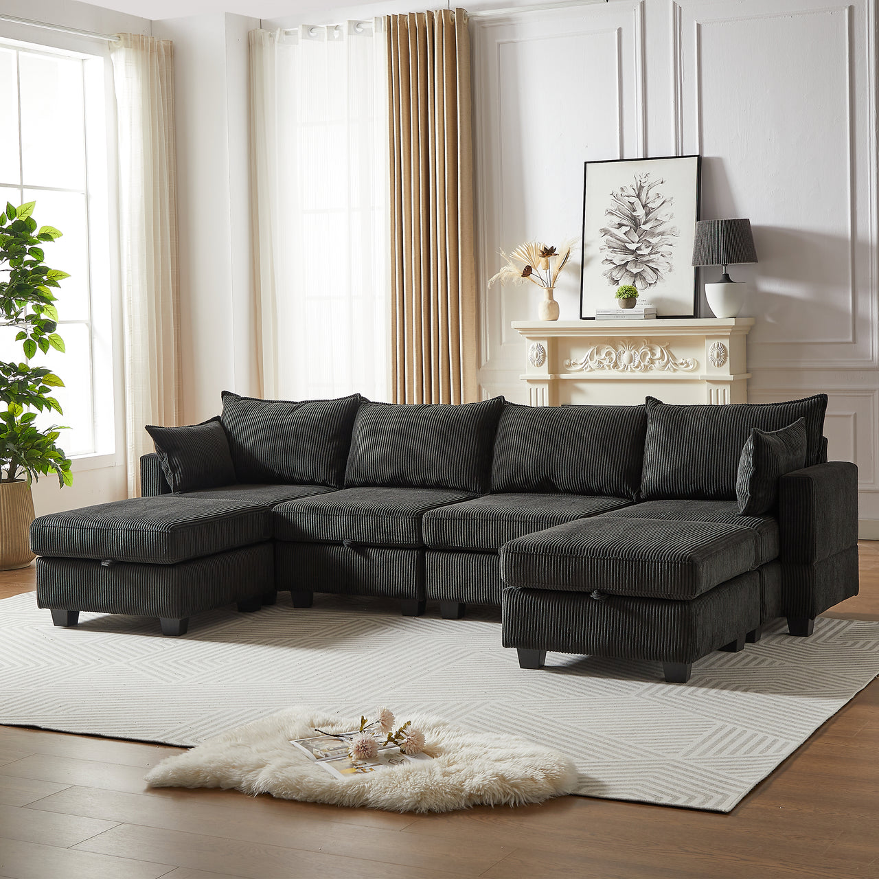 HARLOW 114" Corduroy Sofa w/ Storage