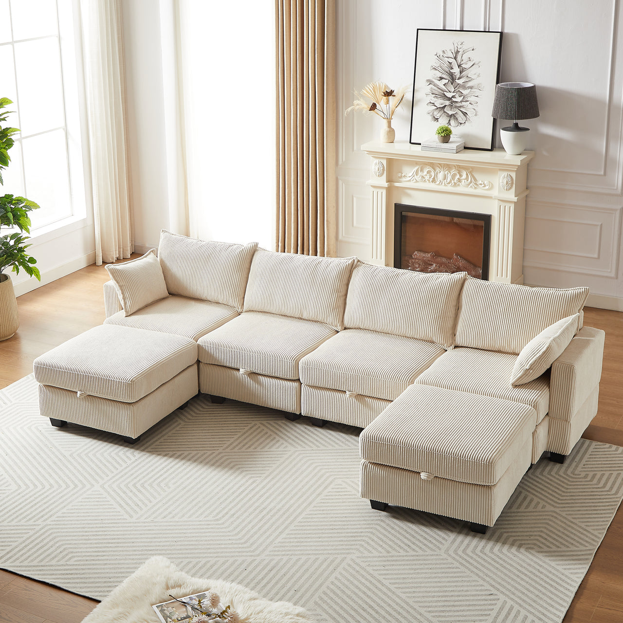 HARLOW 114" Corduroy Sofa w/ Storage