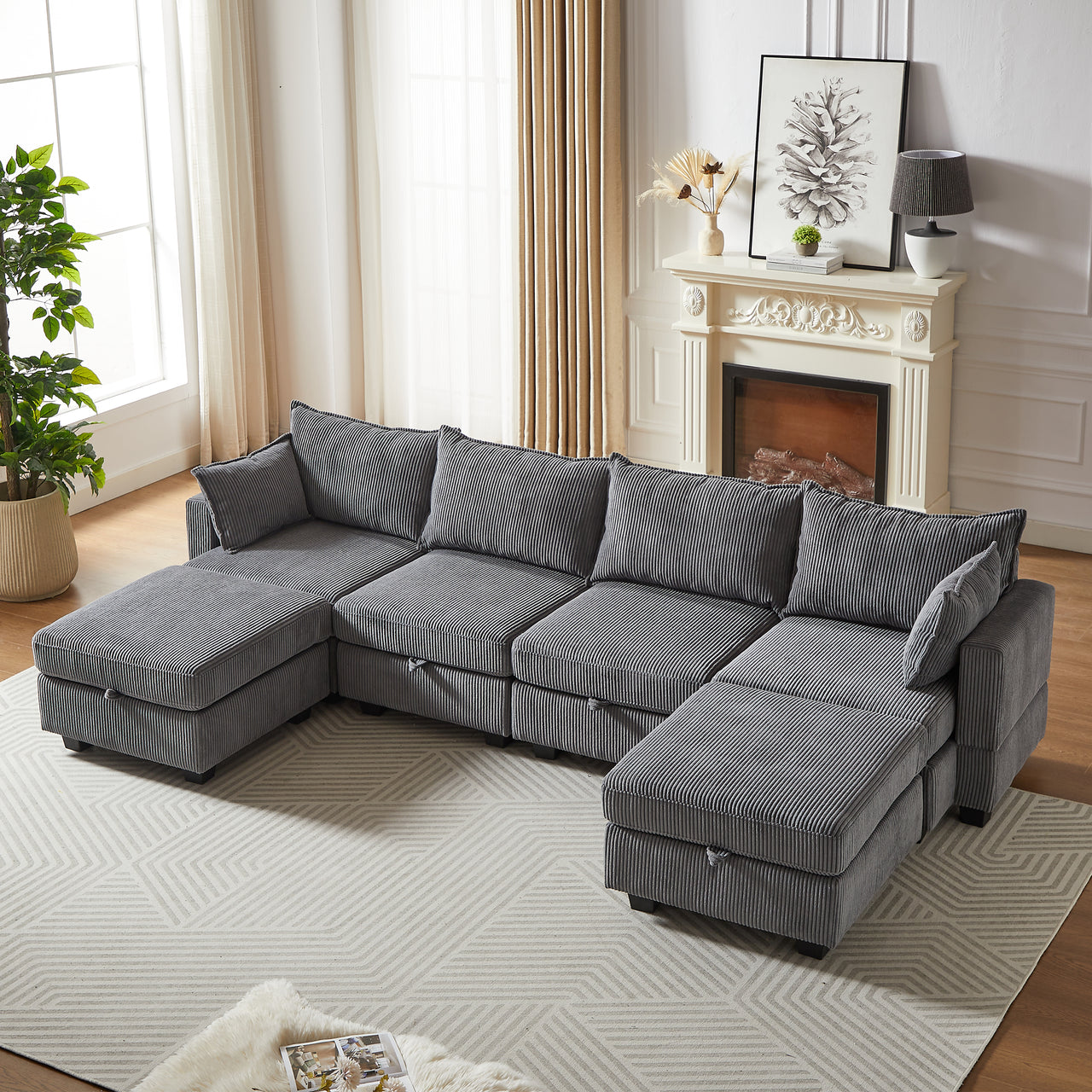 HARLOW 114" Corduroy Sofa w/ Storage