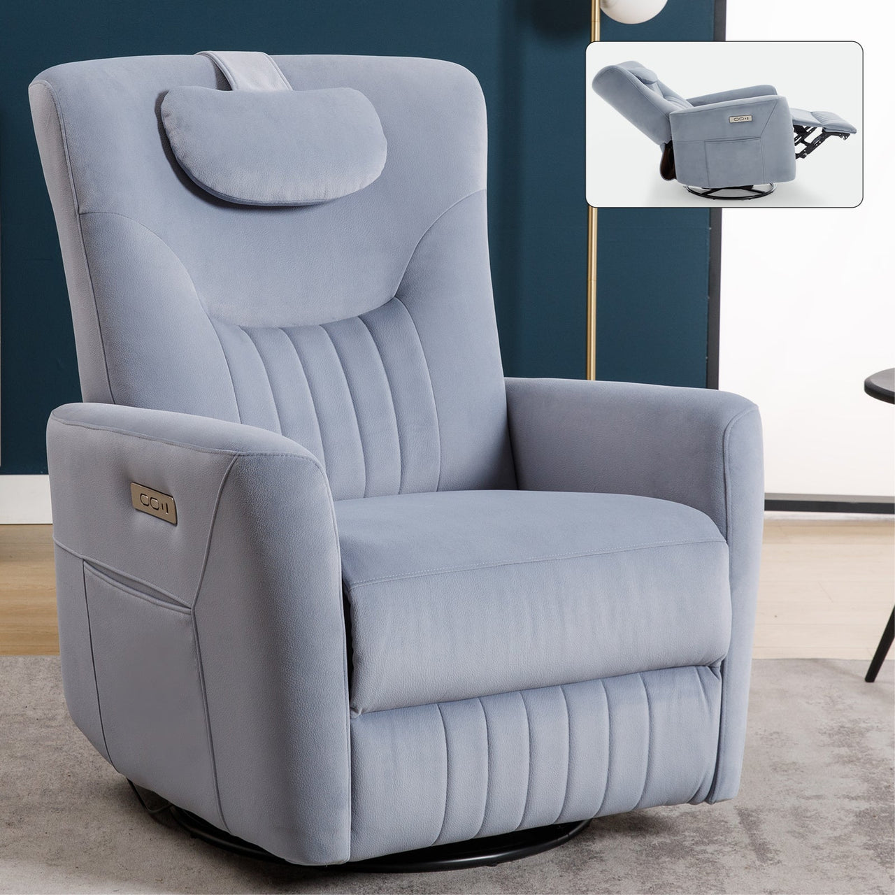 LYTREVON 33" Swivel Rocking Recliner Chair