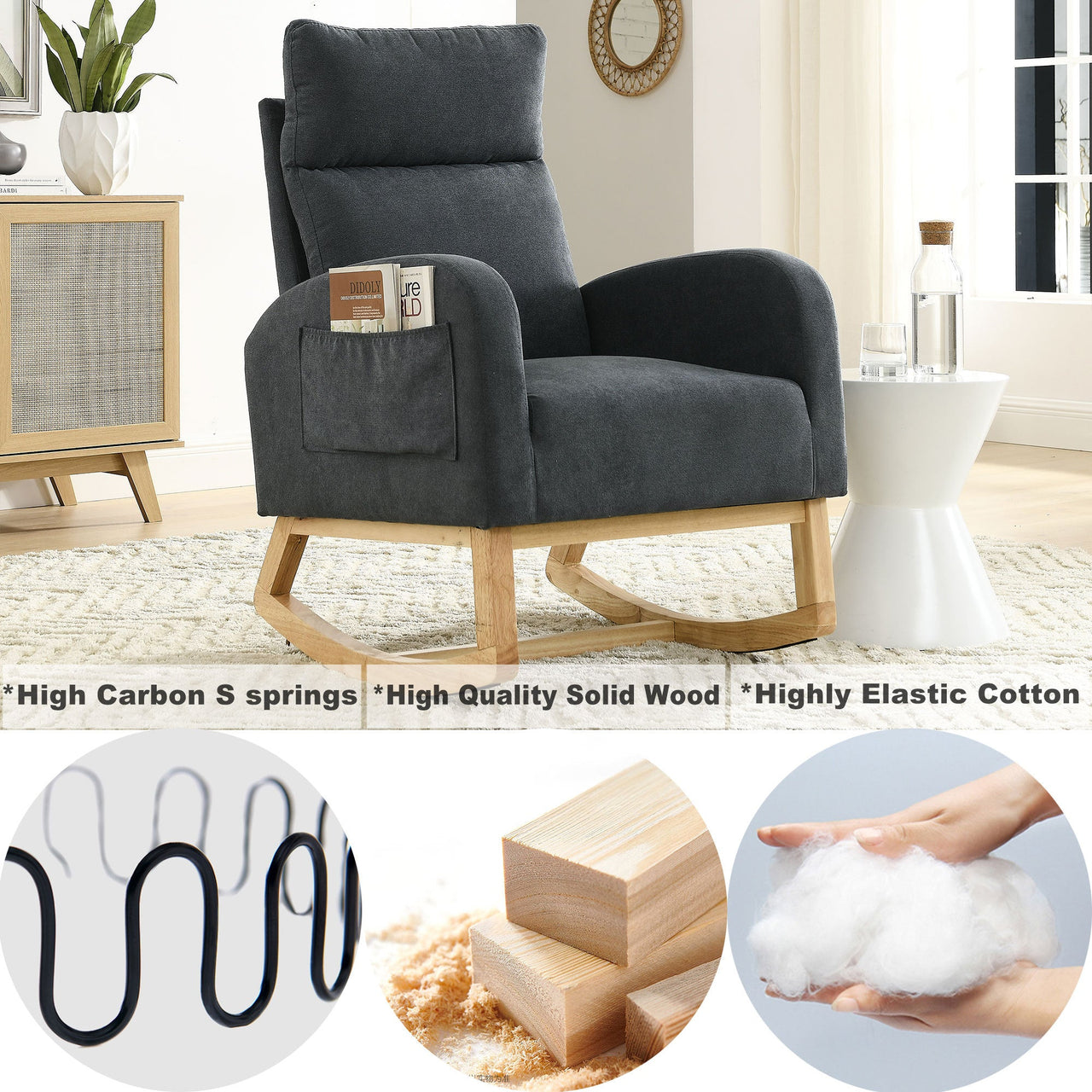 ALPINE 27.6" Modern Rocking Chair