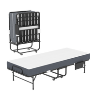 Thumbnail for 75 Inch Folding Bed with 5' Memory Foam Mattress, Black Metal Frame on Wheels, Portable Twin Bed for Adults & Guests
