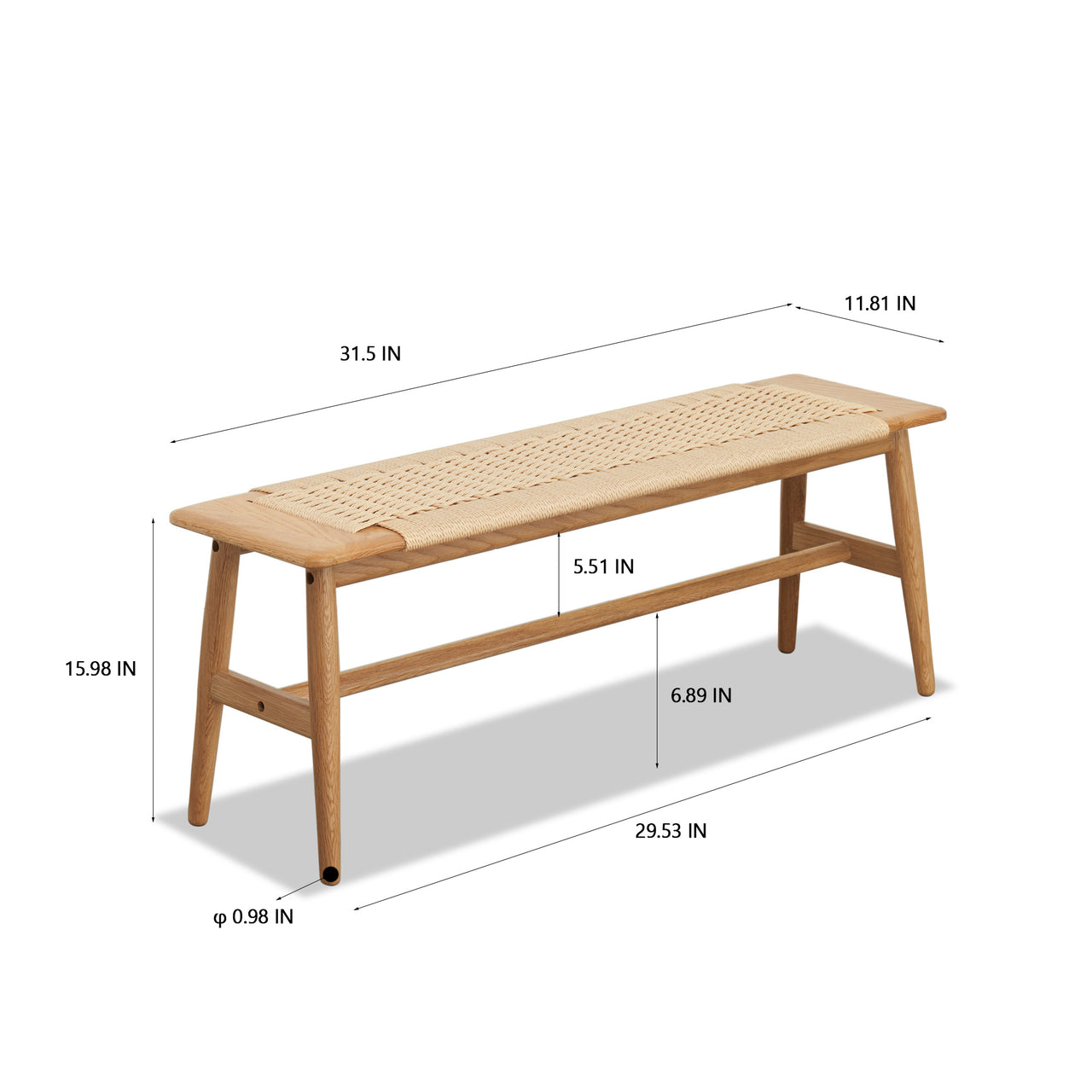 SERENO 32" Wood Bench