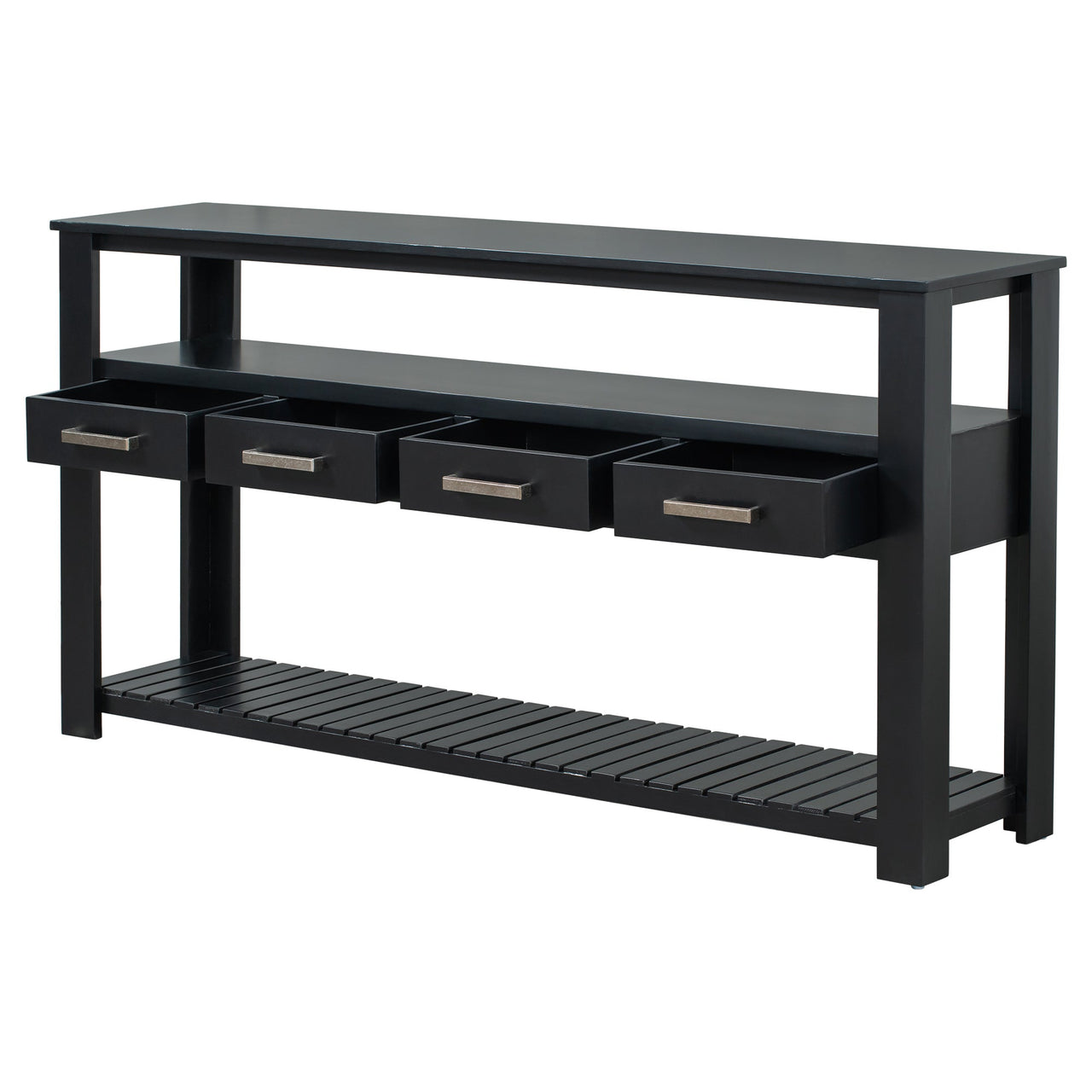 U_STYLE Modern Console Table Sofa Table for Living Room with 4 Drawers and 2 Shelves