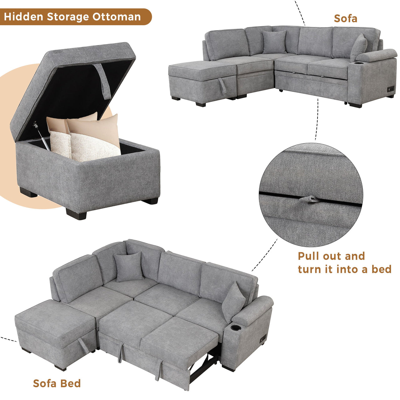 CYNTRA 85" Sectional Sofa