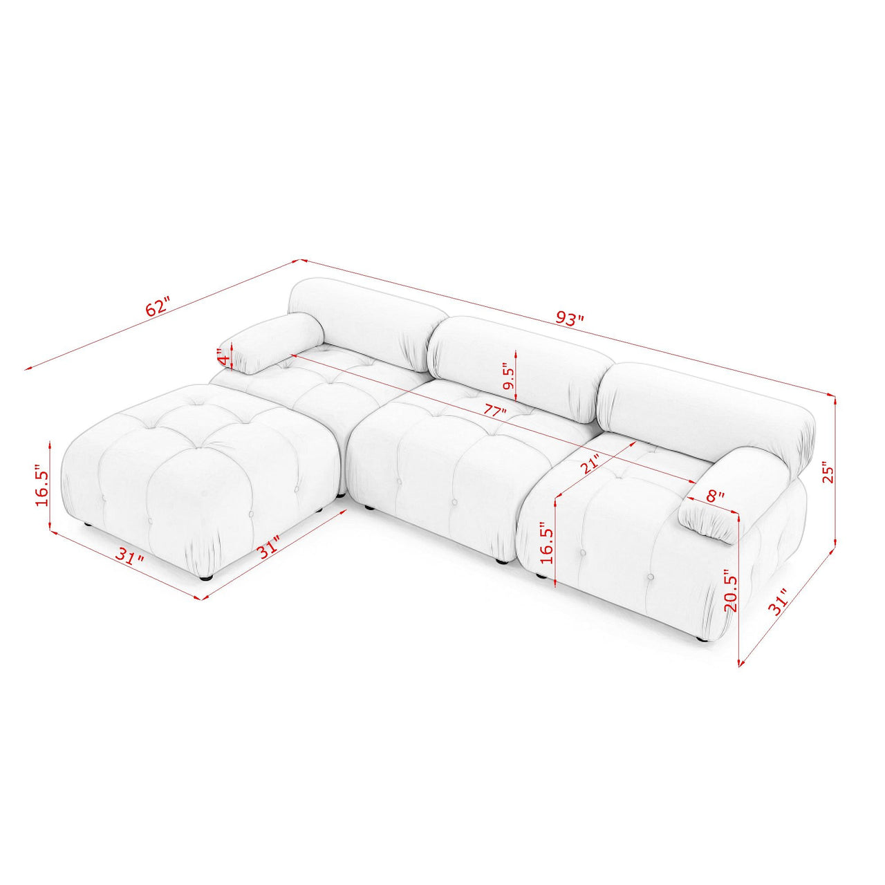 BELIA 93" Modular Sofa