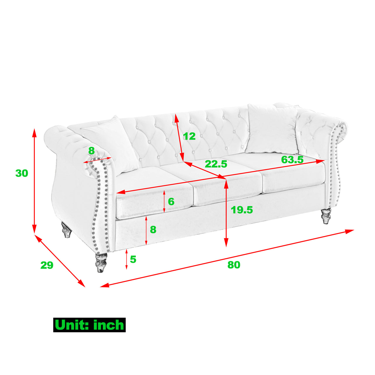 ROSALIND 80" Chesterfield Sofa Set