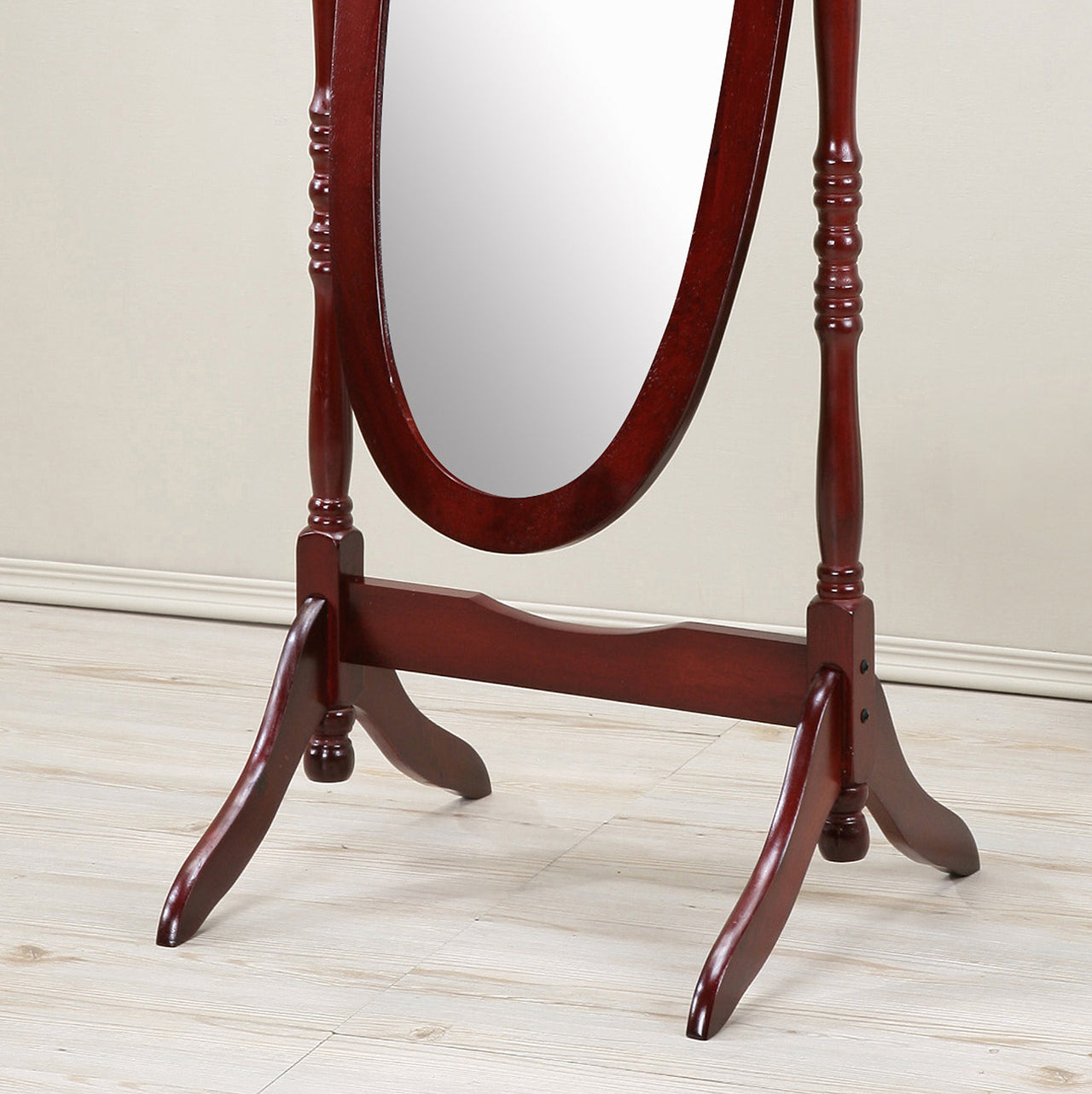 Traditional Queen Anna Style Wood Floor Cheval Mirror