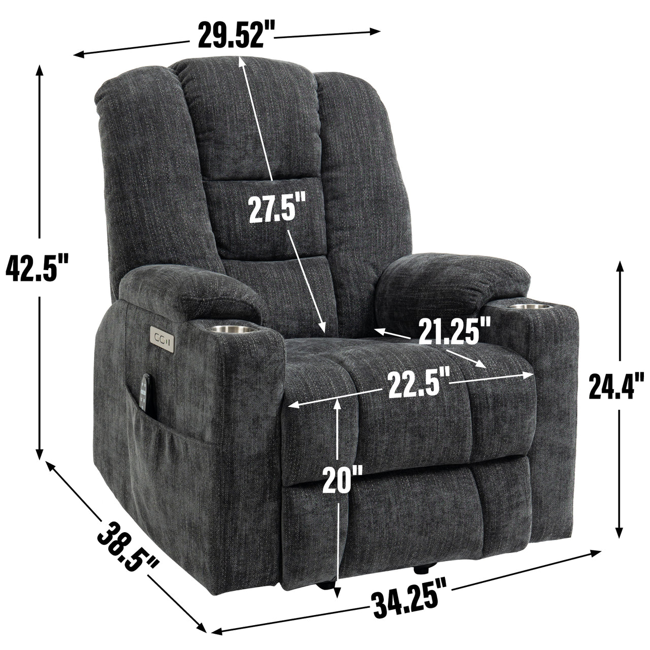 COZYLift 34" Recliner with Heat Massage - 1971