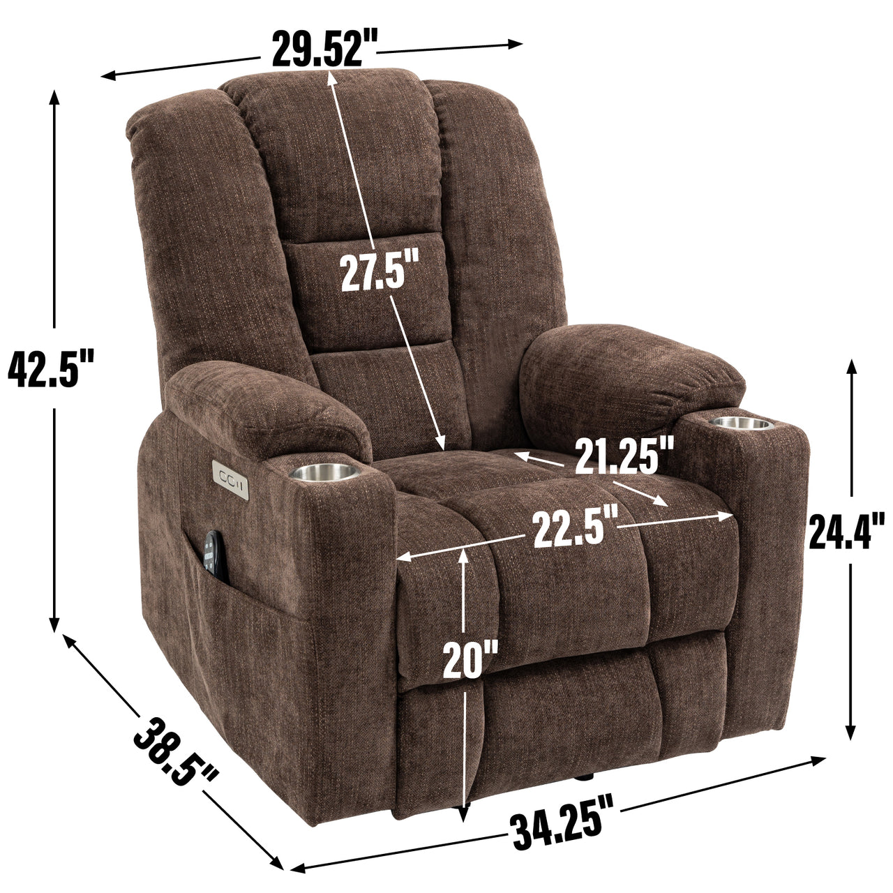 COZYLift 34" Recliner with Heat Massage - 1971