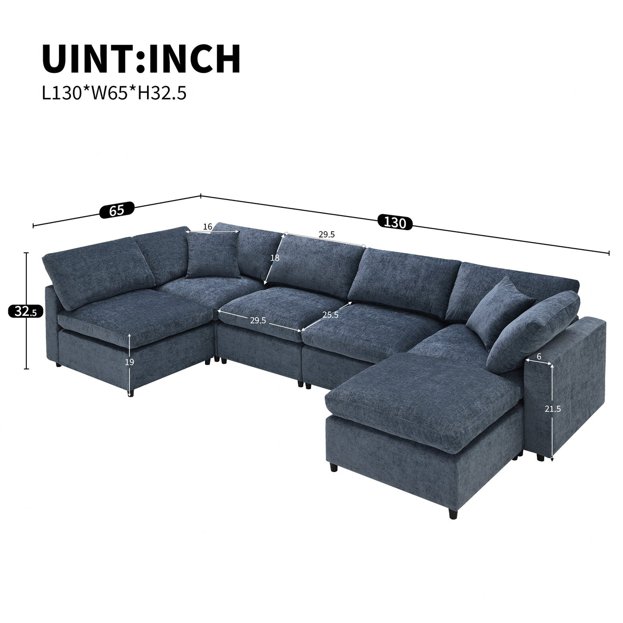 DEVROX 130" Sectional Sofa