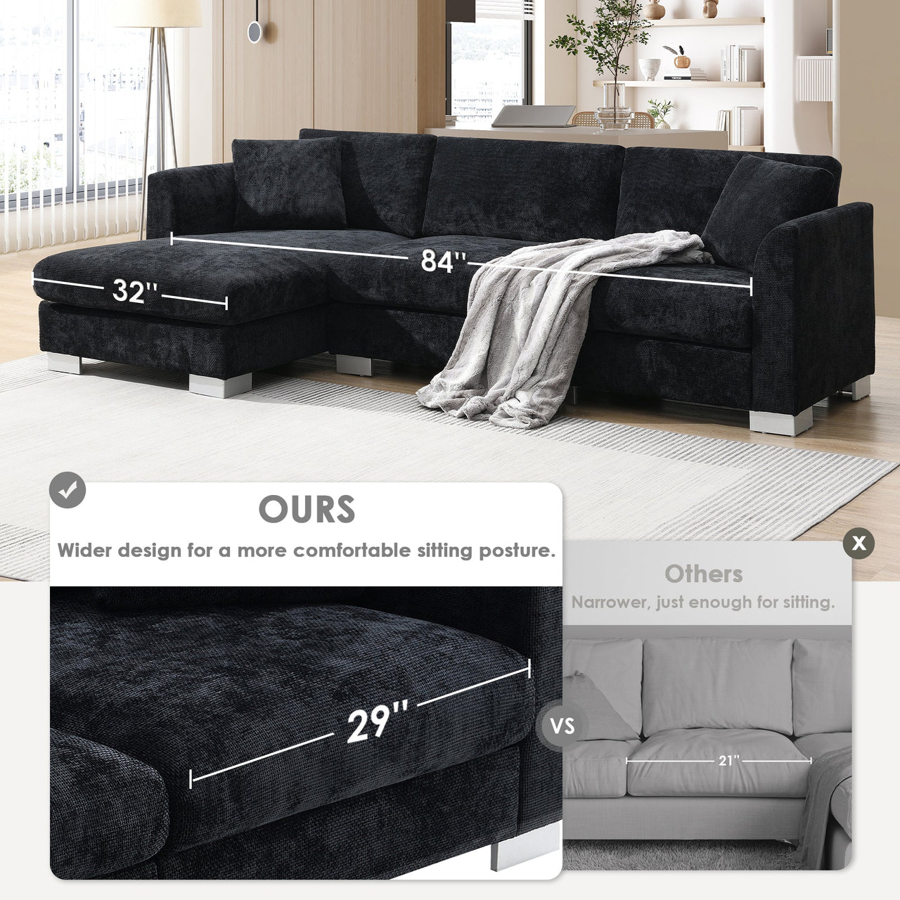 GRAVIX 96" Sectional Sofa