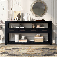 Thumbnail for U_STYLE Modern Console Table Sofa Table for Living Room with 4 Drawers and 2 Shelves