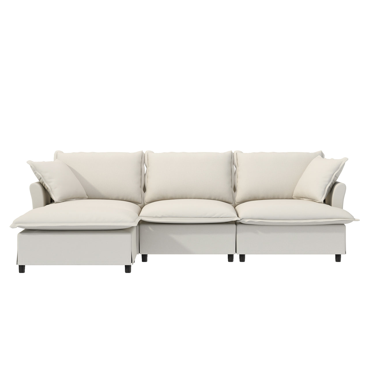 SYNOVI 94" Sectional Sofa 3-Seat & 1-ottoman