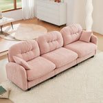 Nuvia Sofa Ama Three-Seate Modular Sectional Couch,Soft Chenille Fabric High-Density Foam,Tufted Cushion Backrest Design Ergonomic Design,Elegant Armrests,High Quality Wooden Base,Fits Bedrooms Living Rooms,Pink