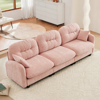 Thumbnail for Nuvia Sofa Ama Three-Seate Modular Sectional Couch,Soft Chenille Fabric High-Density Foam,Tufted Cushion Backrest Design Ergonomic Design,Elegant Armrests,High Quality Wooden Base,Fits Bedrooms Living Rooms,Pink