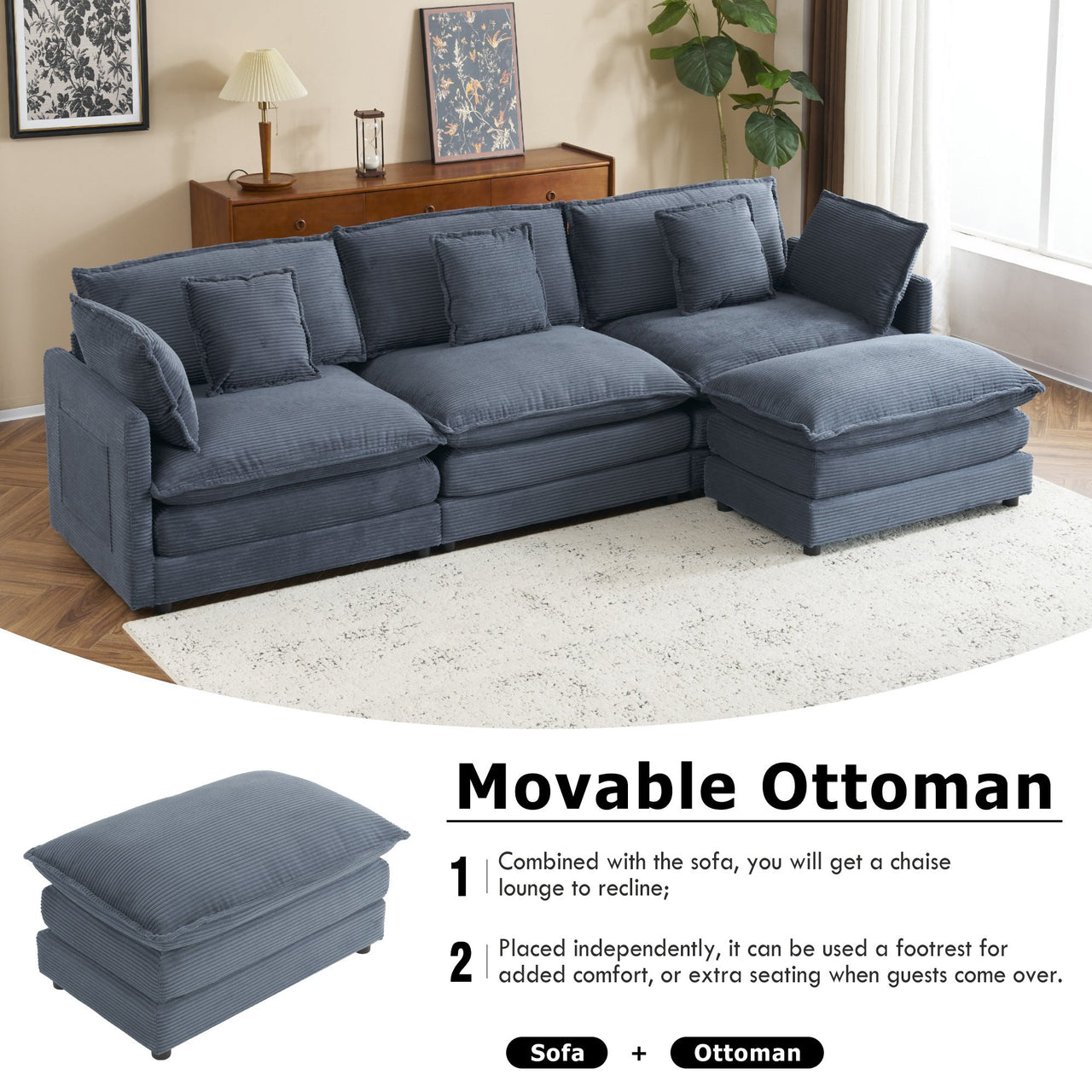 ZENVORIS 113" Sectional Sofa