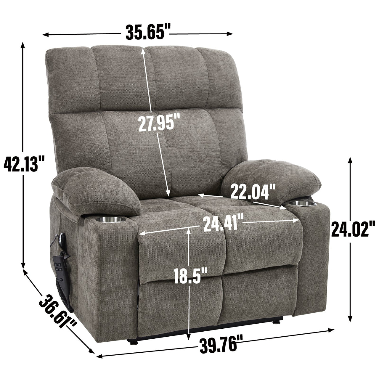 COZYLift 40" Recliner with Heat Massage - 8006