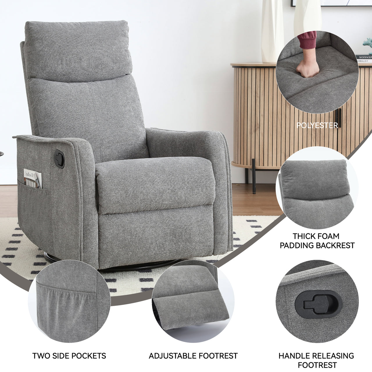 DRENVORIX 27" Recliner with Heat Massage