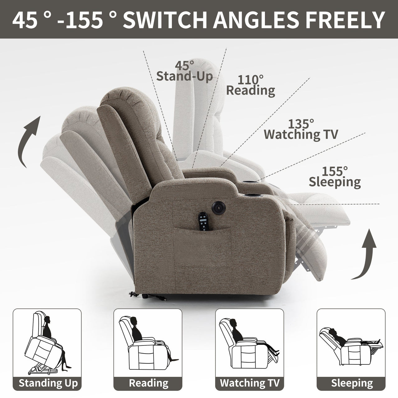 COZYLift 40" Recliner with Heat Massage - 0988